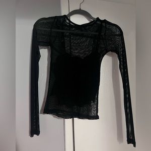 Mesh top with lace underneath